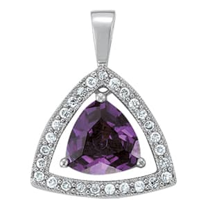 Trillion Shape Color Pendant — White Gold