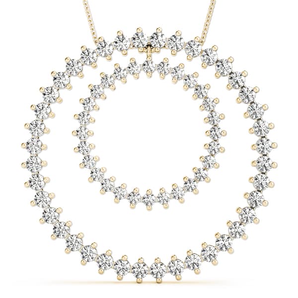 Circle Pendant (2.16 ct. tw.), On hand view in yellow gold