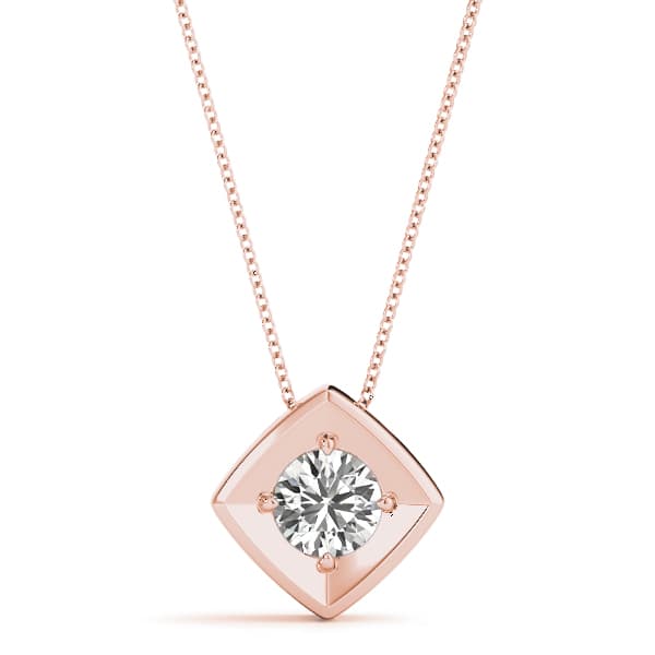 Solitaire Pendant (1/2 ct. tw.), Front view in rose gold