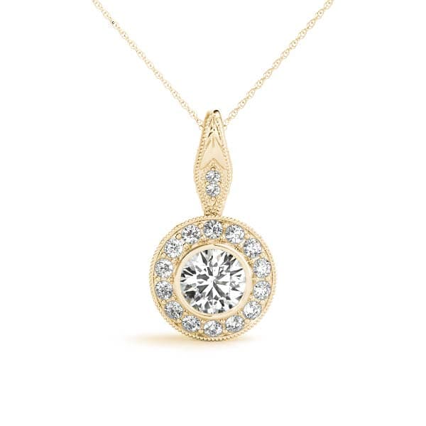 Halo Pendant (0.15 ct. tw.), Front view in yellow gold