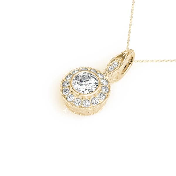 Halo Pendant (0.15 ct. tw.), Side view in yellow gold