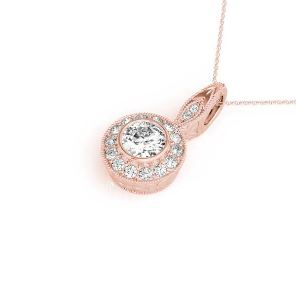 Halo Pendant (0.15 ct. tw.), Side view in rose gold