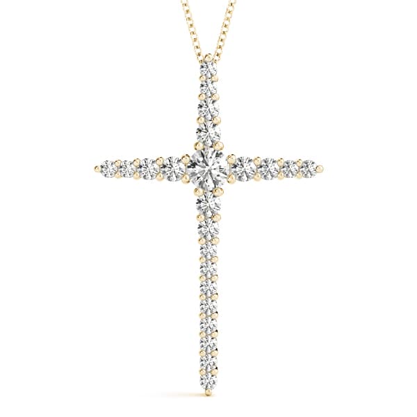 Religious Cross Pendant (1/2 ct. tw.), Front view in yellow gold