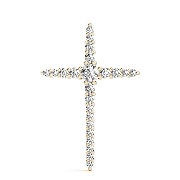 Religious Cross Pendant (1/2 ct. tw.), On hand view in yellow gold