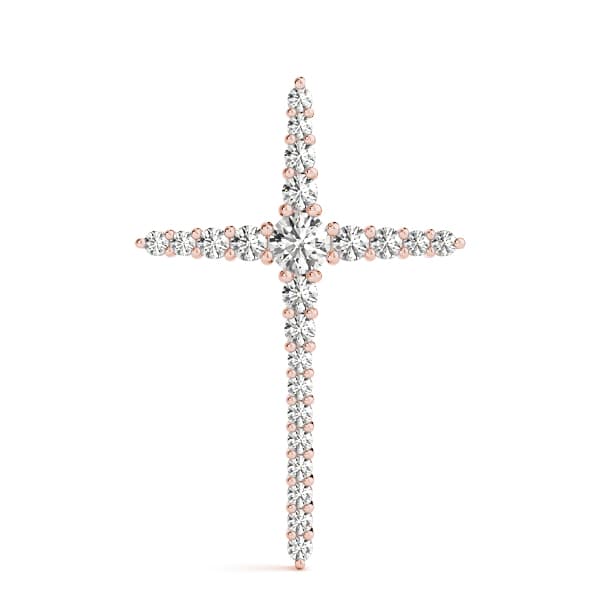 Religious Cross Pendant (1/2 ct. tw.), On hand view in rose gold