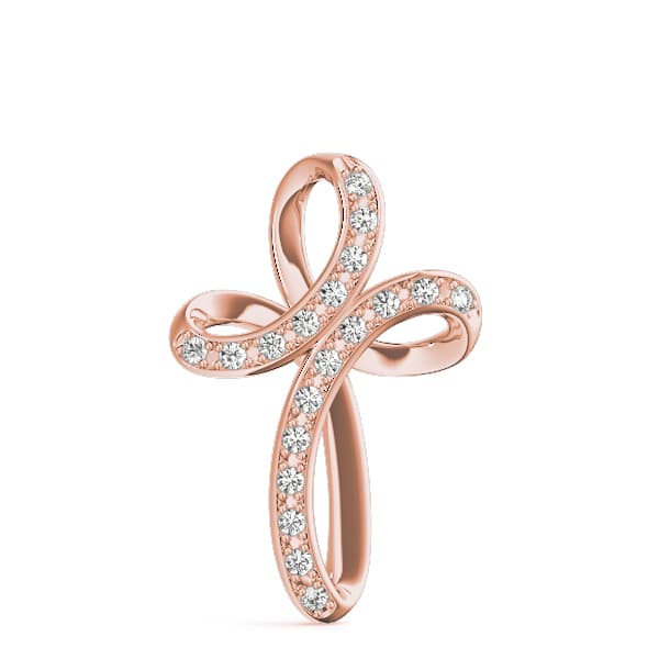 Religious Cross Pendant (0.09 ct. tw.), On hand view in rose gold