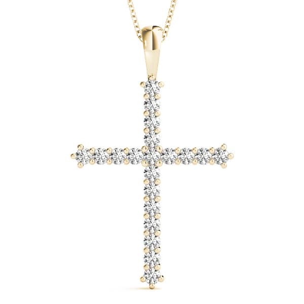 Religious Cross Pendant (1 ct. tw.), Front view in yellow gold