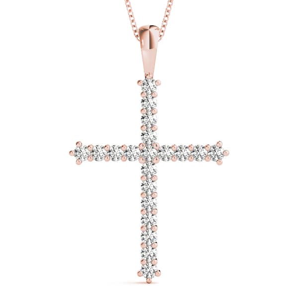 Religious Cross Pendant (1 ct. tw.), Front view in rose gold