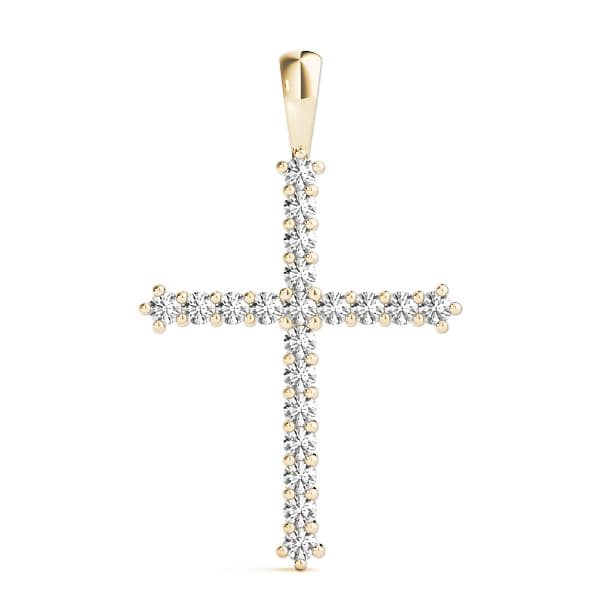 Religious Cross Pendant (1 ct. tw.), On hand view in yellow gold