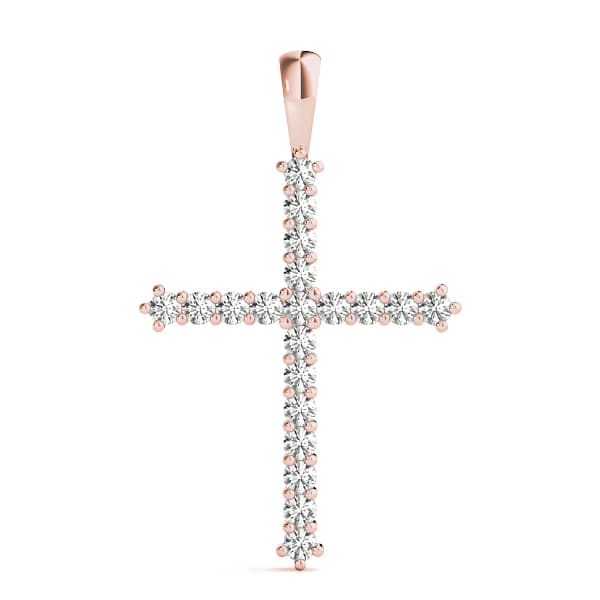 Religious Cross Pendant (1 ct. tw.), On hand view in rose gold