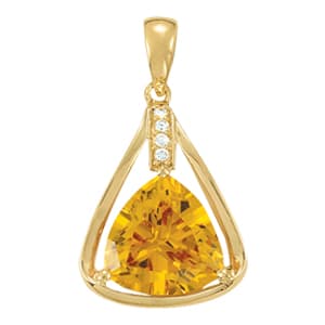 Trillion Shape Color Pendant — White Gold