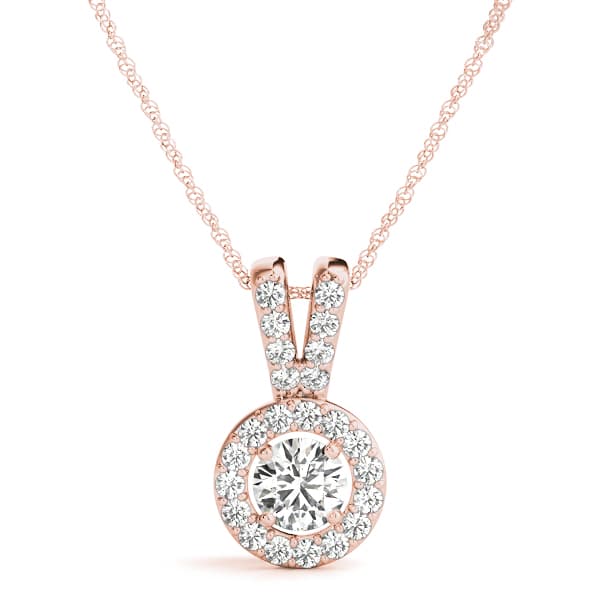 Halo Pendant (1/4 ct. tw.), Front view in rose gold