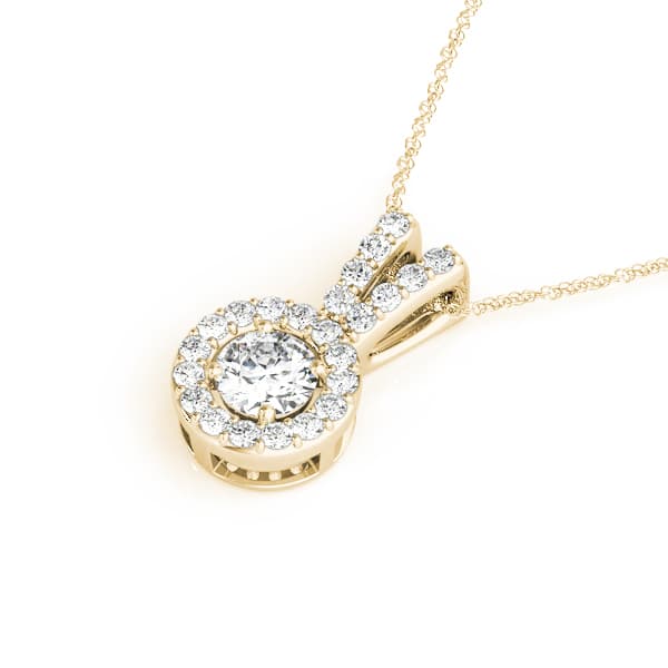 Halo Pendant (1/4 ct. tw.), Side view in yellow gold