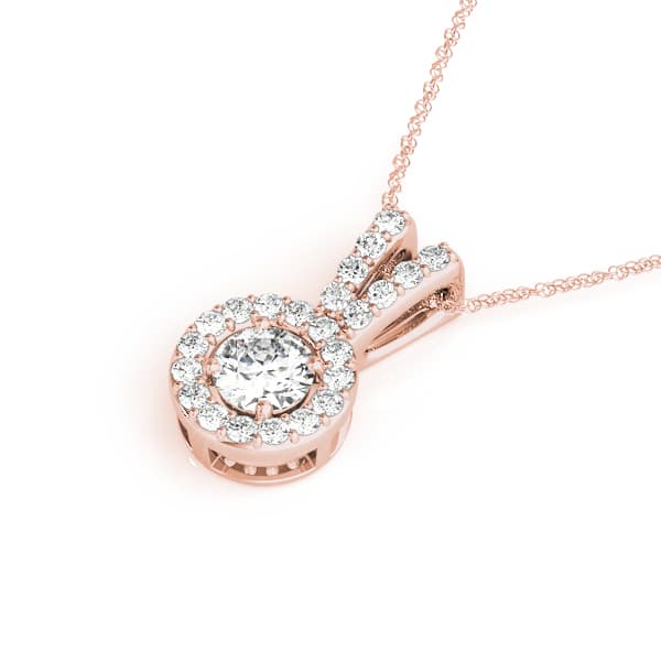 Halo Pendant (1/4 ct. tw.), Side view in rose gold