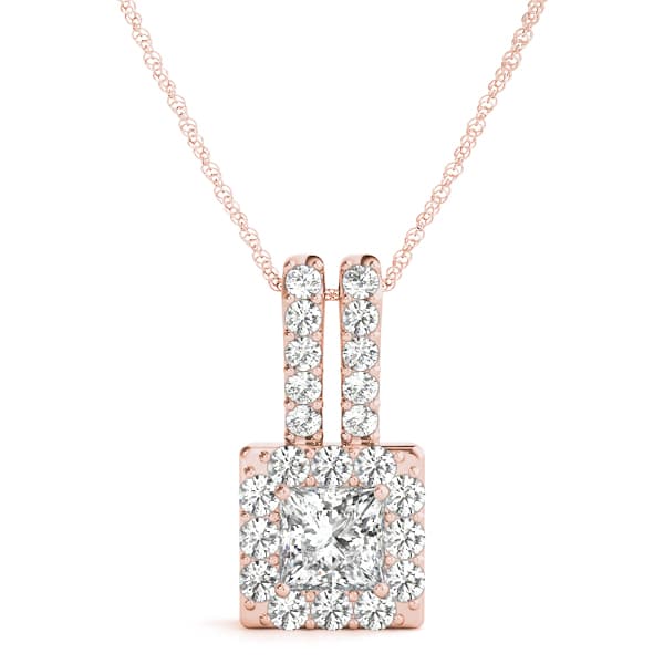 Halo Pendant (0.46 ct. tw.), Front view in rose gold