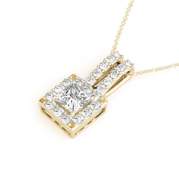 Halo Pendant (0.46 ct. tw.), Side view in yellow gold