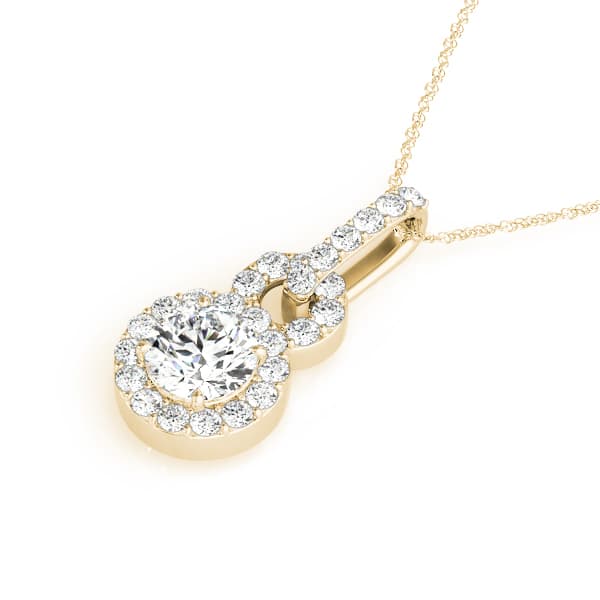 Infinity Round Halo Pendant (3/8 ct. tw.), Side view in yellow gold