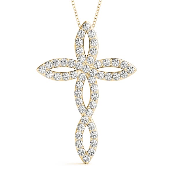Religious Cross Pendant (1 ct. tw.), Front view in yellow gold