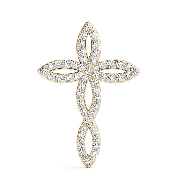 Religious Cross Pendant (1 ct. tw.), On hand view in yellow gold