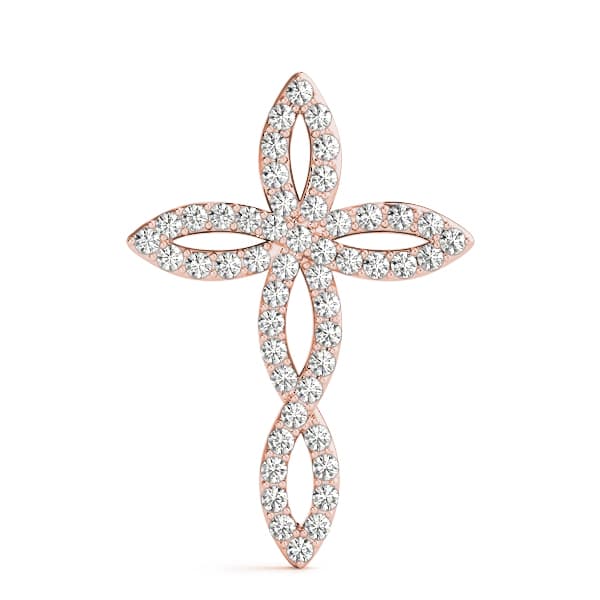Religious Cross Pendant (0.27 ct. tw.), On hand view in rose gold