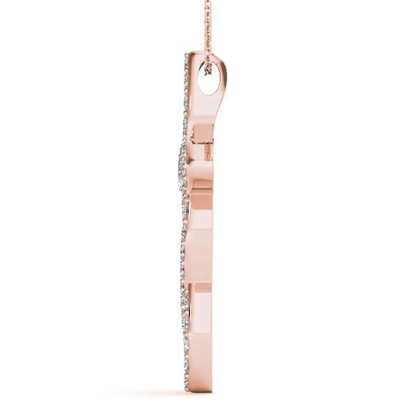 Religious Cross Pendant (0.27 ct. tw.), Side view in rose gold