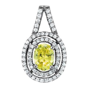 Pendants Color Oval — 8X6 MM — White Gold