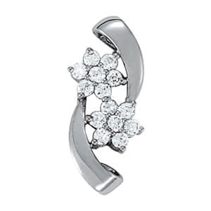 Floral Shape Cluster Pendant — White Gold