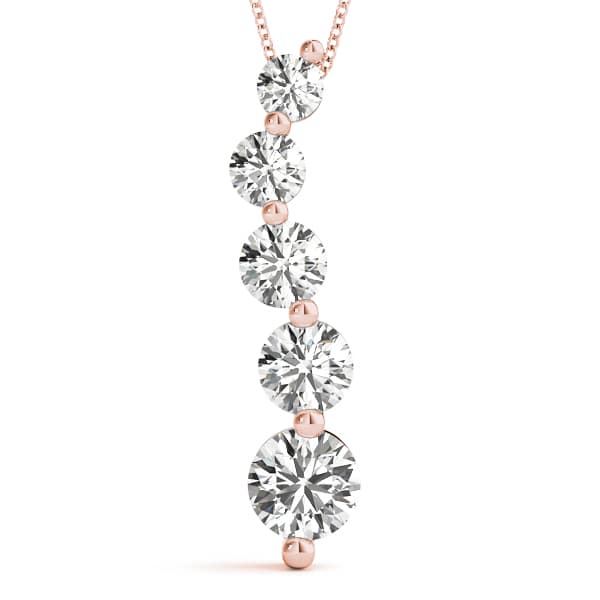 Solitaire Journey Drop Pendants (0.97 ct. tw.), Front view in rose gold
