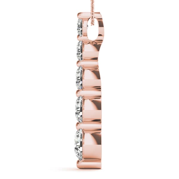 Solitaire Journey Drop Pendants (0.97 ct. tw.), Side view in rose gold