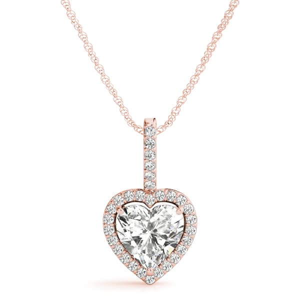 Heart Halo Pendant (0.15 ct. tw.), Front view in rose gold