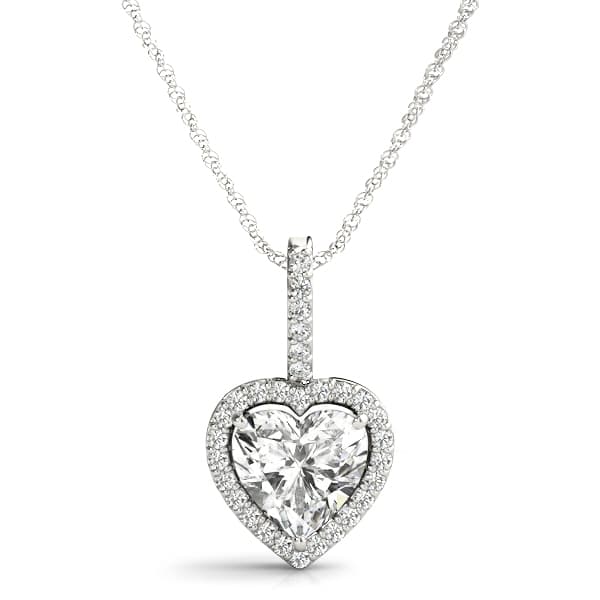 Heart Shape Halo Pendant — 6 CT — View 1