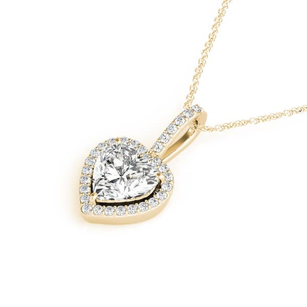 Heart Halo Pendant (0.15 ct. tw.), Side view in yellow gold