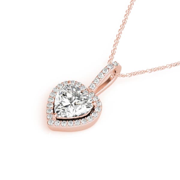 Heart Halo Pendant (0.15 ct. tw.), Side view in rose gold