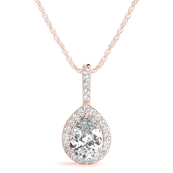 Pear Halo Pendant (1/8 ct. tw.), Front view in rose gold