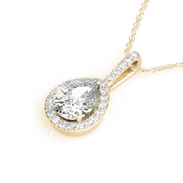 Pear Halo Pendant (1/8 ct. tw.), Side view in yellow gold