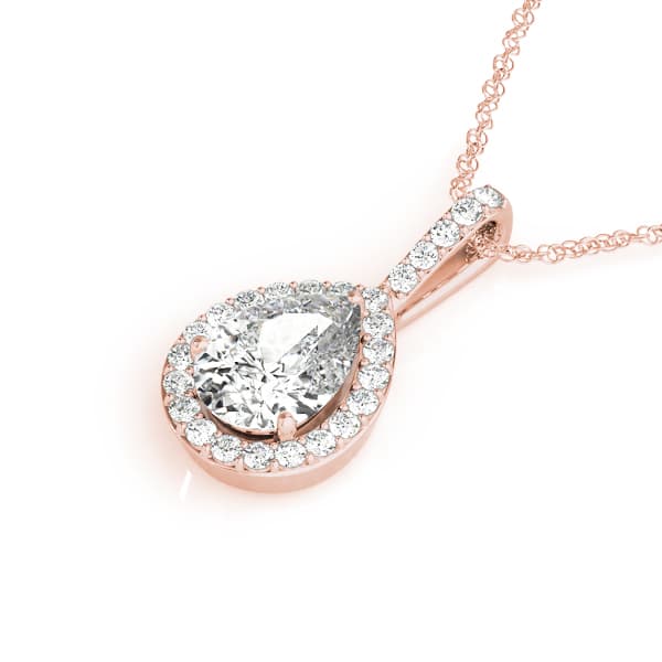 Pear Halo Pendant (1/8 ct. tw.), Side view in rose gold