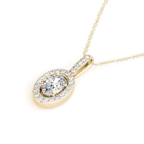 Halo Pendant (1/8 ct. tw.), Side view in yellow gold