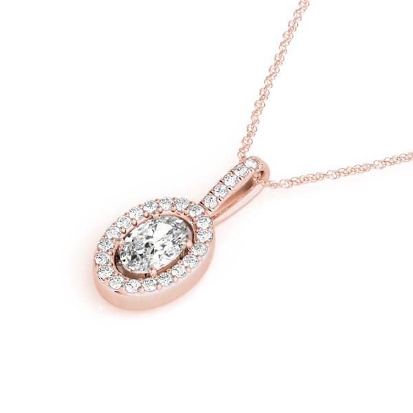 Halo Pendant (1/8 ct. tw.), Side view in rose gold