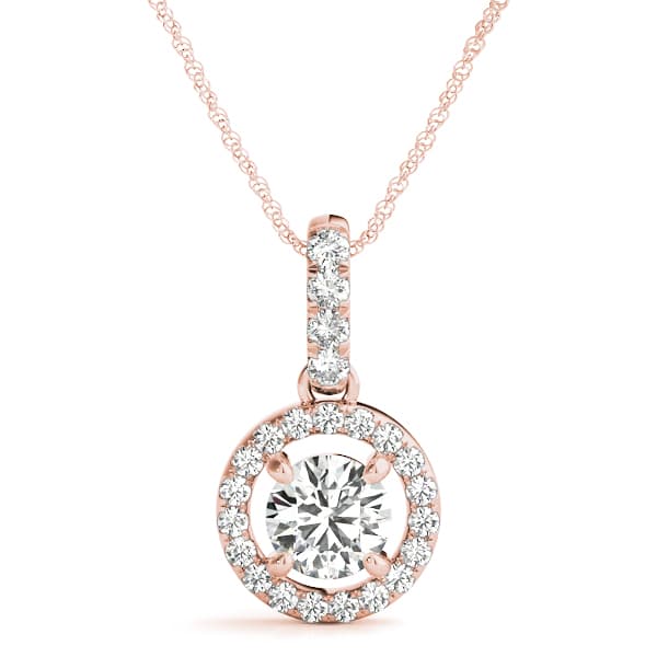 Circle Halo Pendant (1/4 ct. tw.), Front view in rose gold
