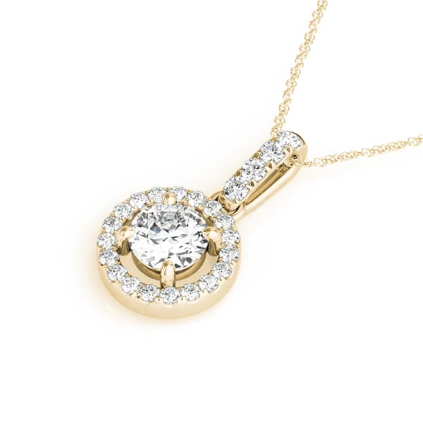 Circle Halo Pendant (0.31 ct. tw.), Side view in yellow gold