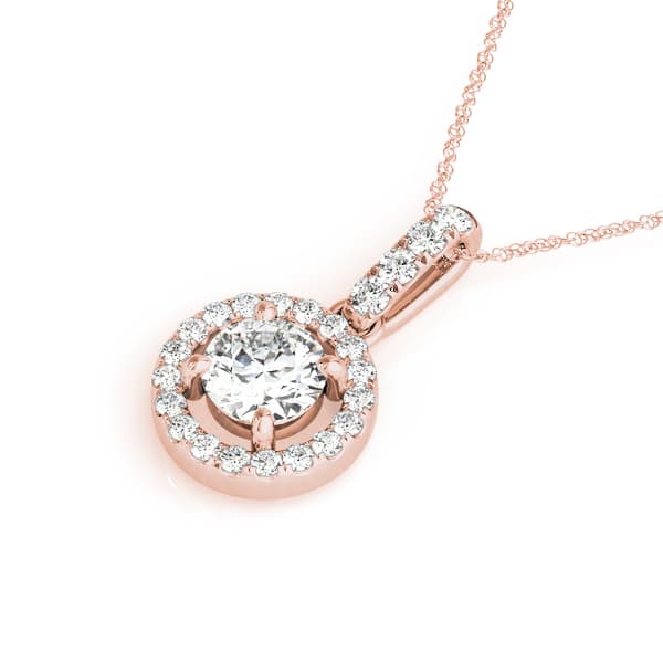 Circle Halo Pendant (1/4 ct. tw.), Side view in rose gold