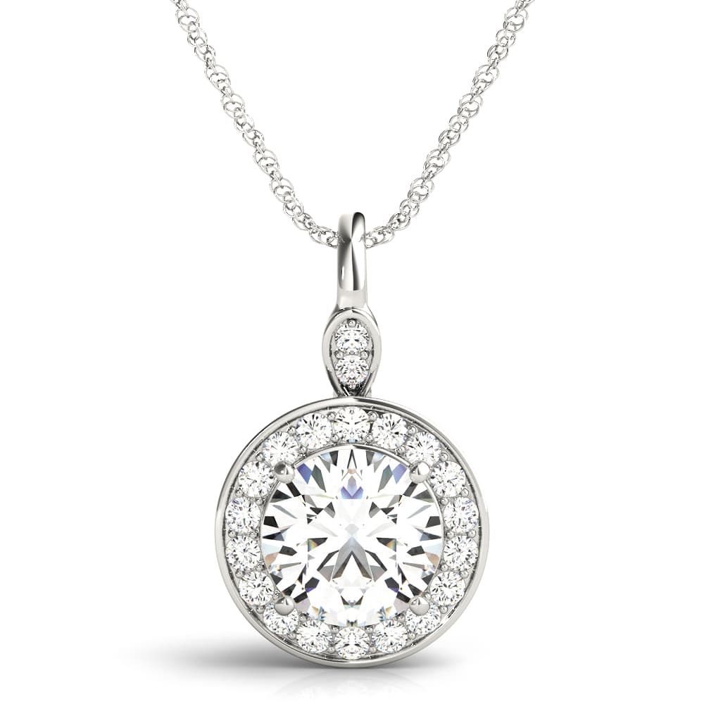 Round Halo Pendant — 1 1/2 CT — View 1