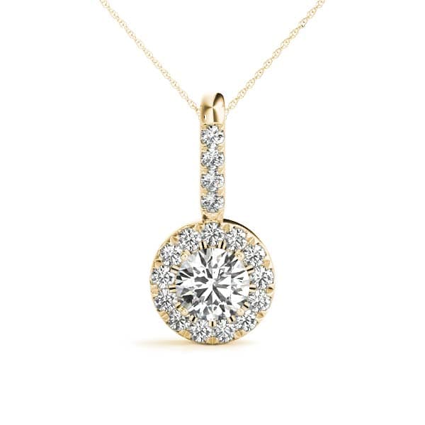 Round Halo Pendant (1/4 ct. tw.), Front view in yellow gold