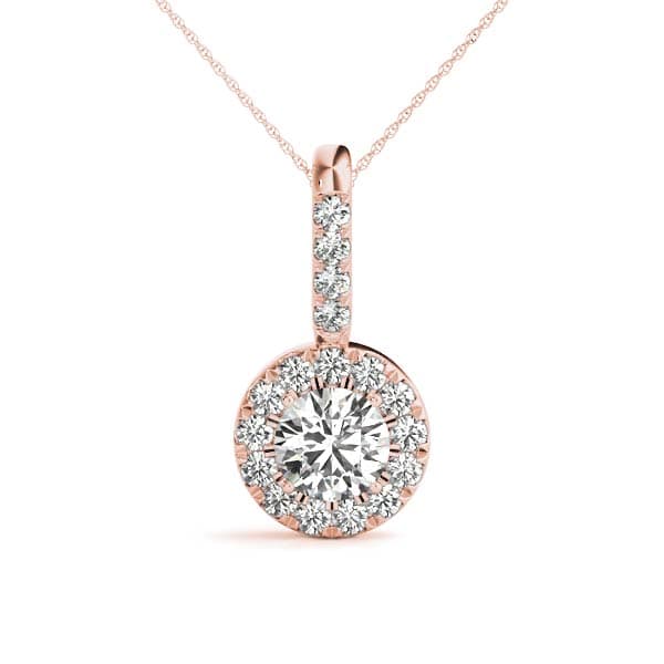 Round Halo Pendant (1/3 ct. tw.), Front view in rose gold