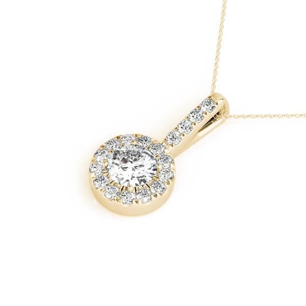 Round Halo Pendant (1/4 ct. tw.), Side view in yellow gold