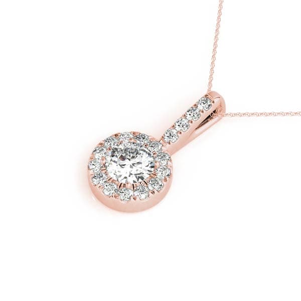 Round Halo Pendant (1/3 ct. tw.), Side view in rose gold