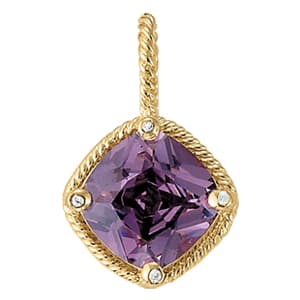Cushion Shape Color Pendant — White Gold