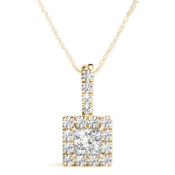 Halo Pendant (1/2 ct. tw.), Front view in yellow gold