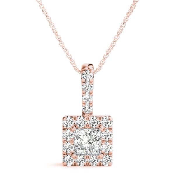 Halo Pendant (1/2 ct. tw.), Front view in rose gold