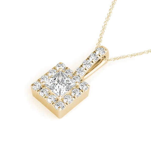 Halo Pendant (1/2 ct. tw.), Side view in yellow gold
